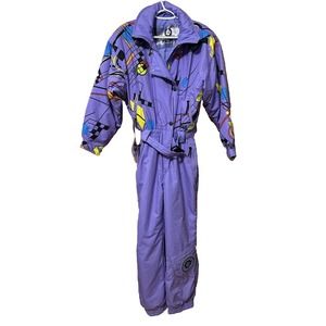 Womens Vintage Mistral Snow Explosion Colorful Purple Ski Suit Snowsuit 10